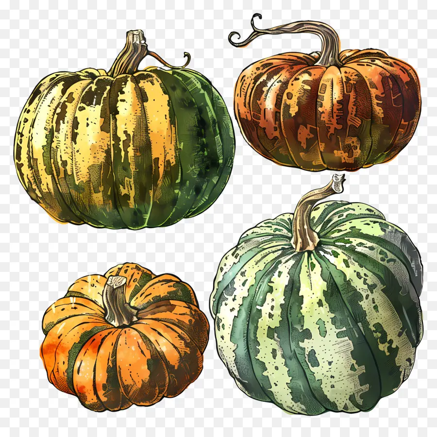 Las Calabazas，Calabazas De Acuarela PNG