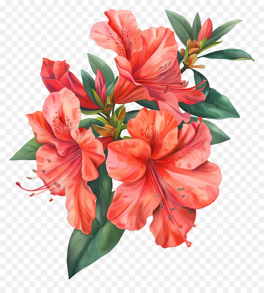 Flor De Azalea，Flores Rojas PNG