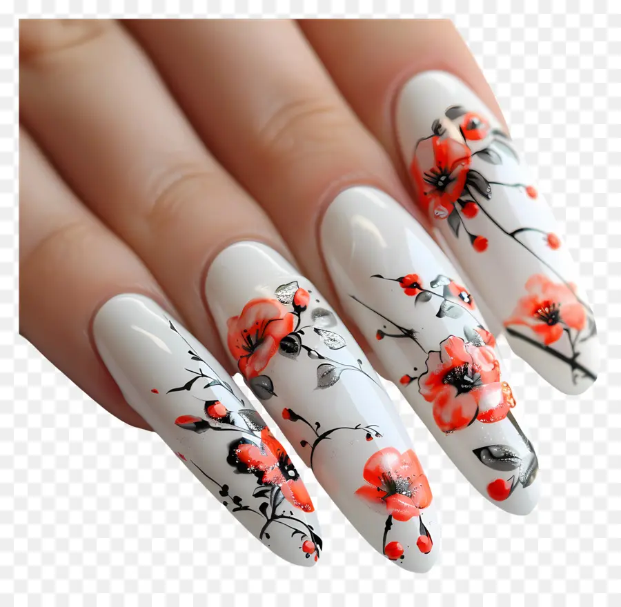 Esmalte De Uñas，Arte De Uñas Florales PNG