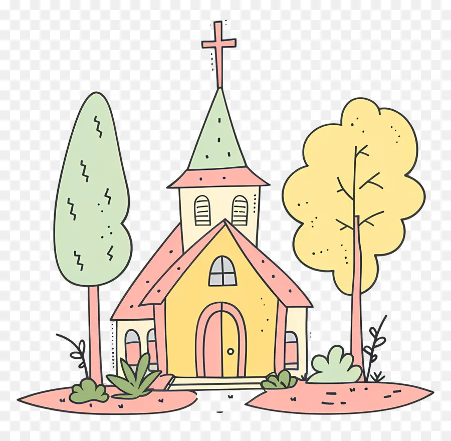 Imágenes Prediseñadas De La Iglesia，Linda Casa De Garabatos PNG