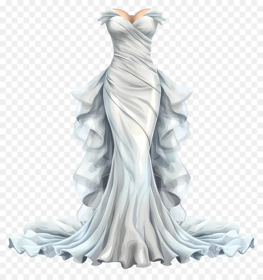 Vestido De Novia De Sirena，Vestido De Gasa De Seda PNG