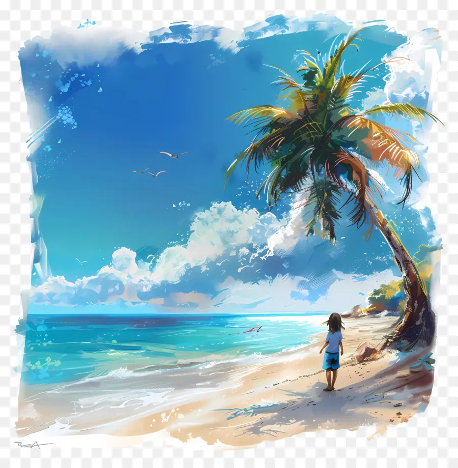 Comienza El Verano，Pintura De Playa PNG