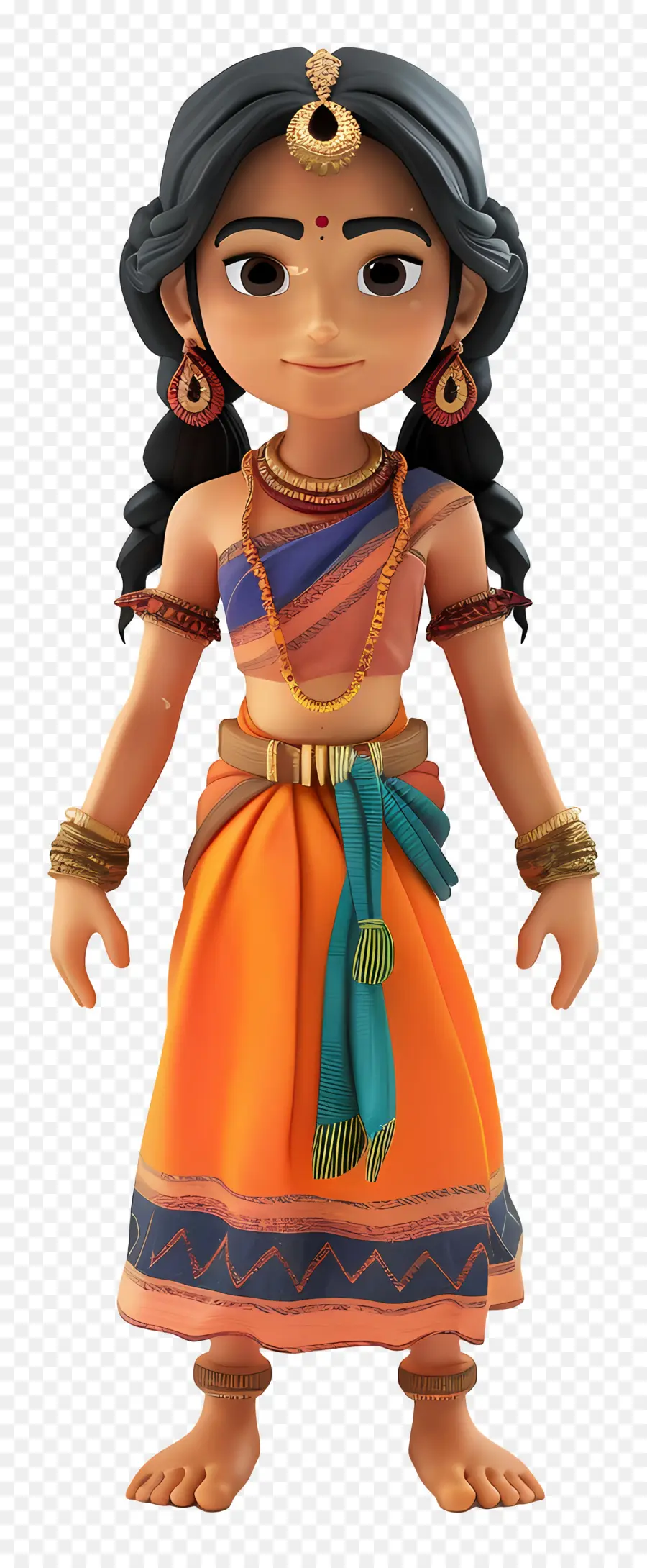 Niña India，Chica Animada PNG