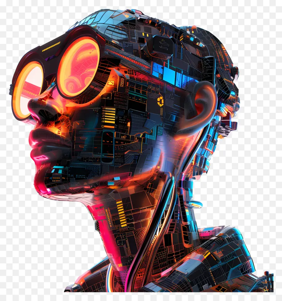 Ciberpunk，Cabeza Futurista PNG