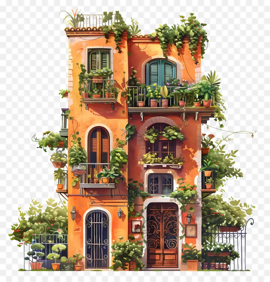 Casa Exuberante，Casa Con Plantas PNG