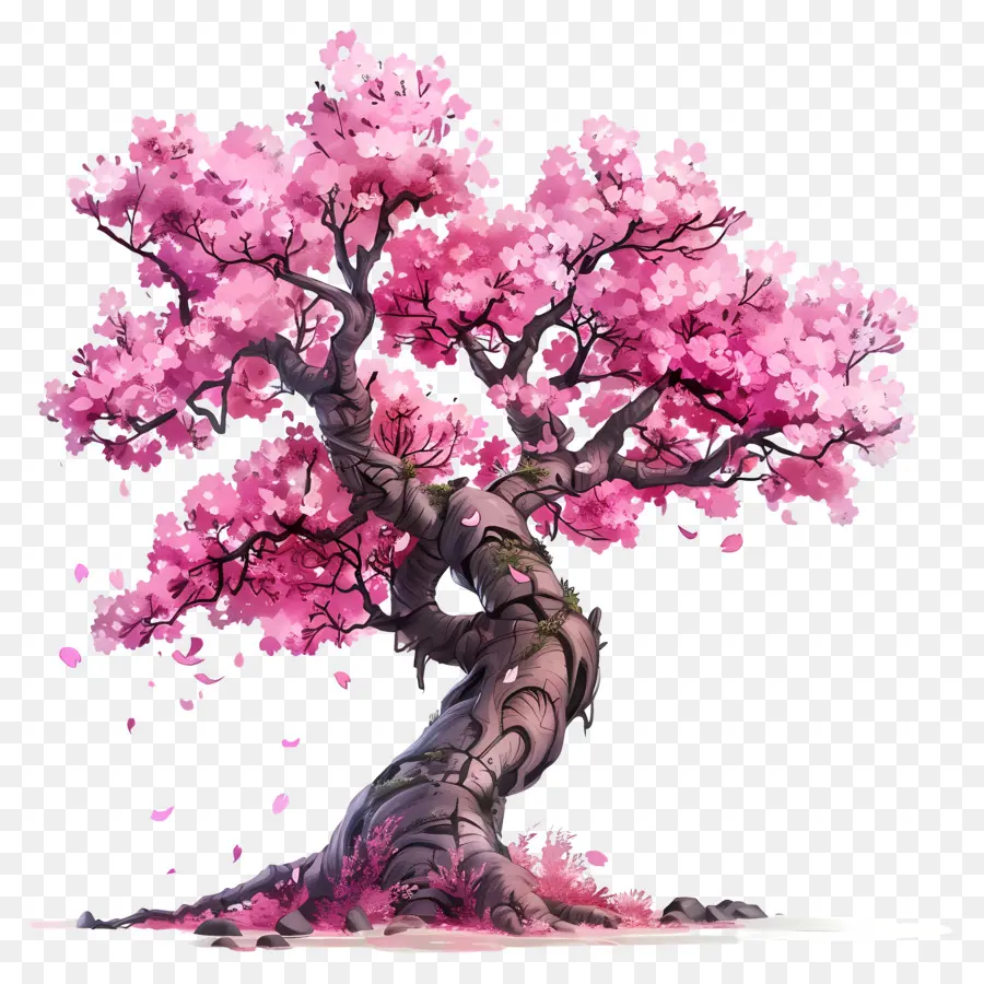 árbol De Sakura，Pétalos De Rosa PNG