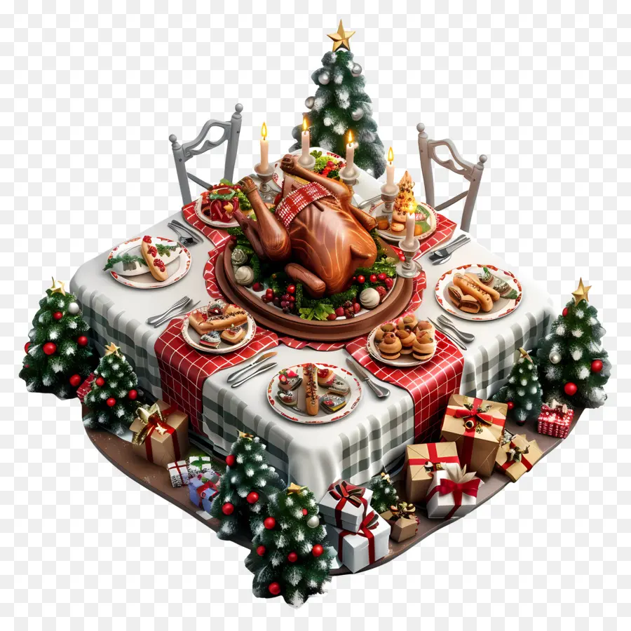 Mesa Para La Cena De Navidad，Cena De Navidad PNG