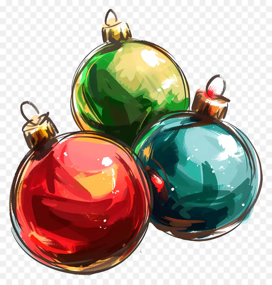 Bolas De Navidad，Pintura PNG