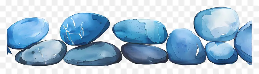 Guijarros De Contorno Azul，Piedras Azules PNG