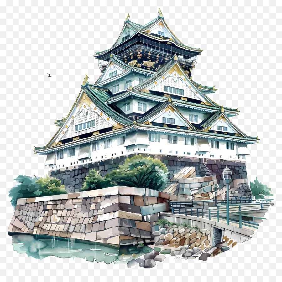 El Castillo De Osaka，Castillo Japonés PNG