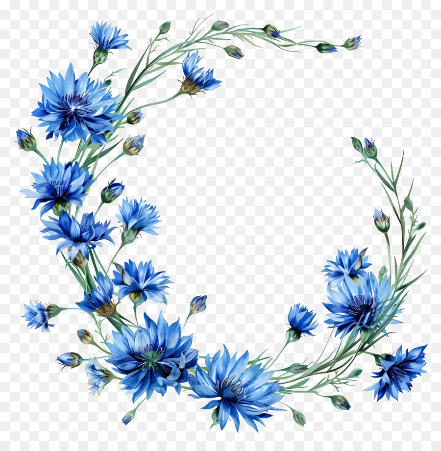 Flores De Maíz Azules，Floral Corona PNG