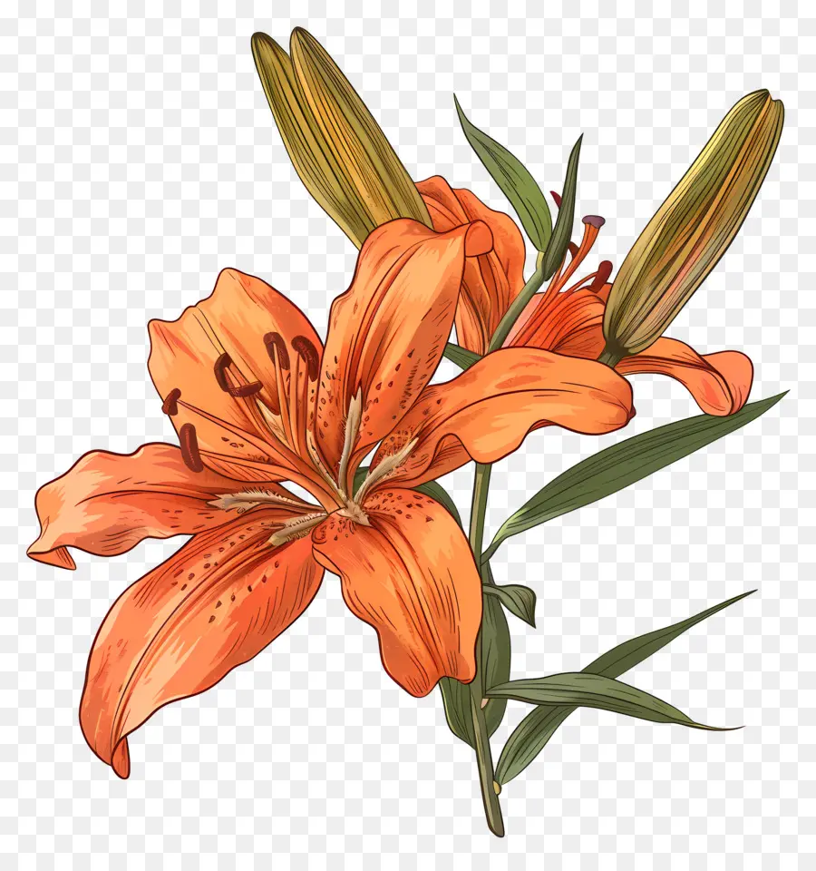 Naranja Lily，Ilustración De La Flor PNG