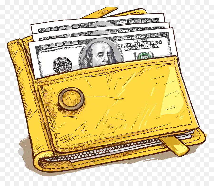 Billetera Con Dinero，Billetera Amarilla PNG