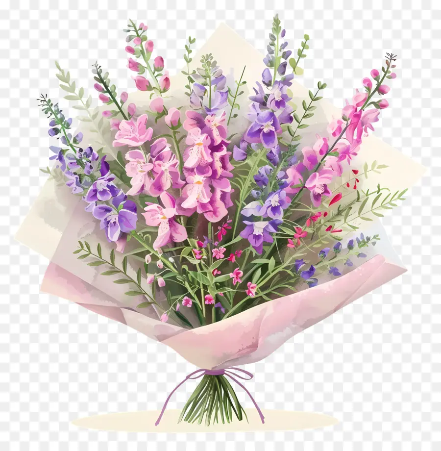 Ramo De Snapdragon，Rosa Y Flores De Color Púrpura PNG