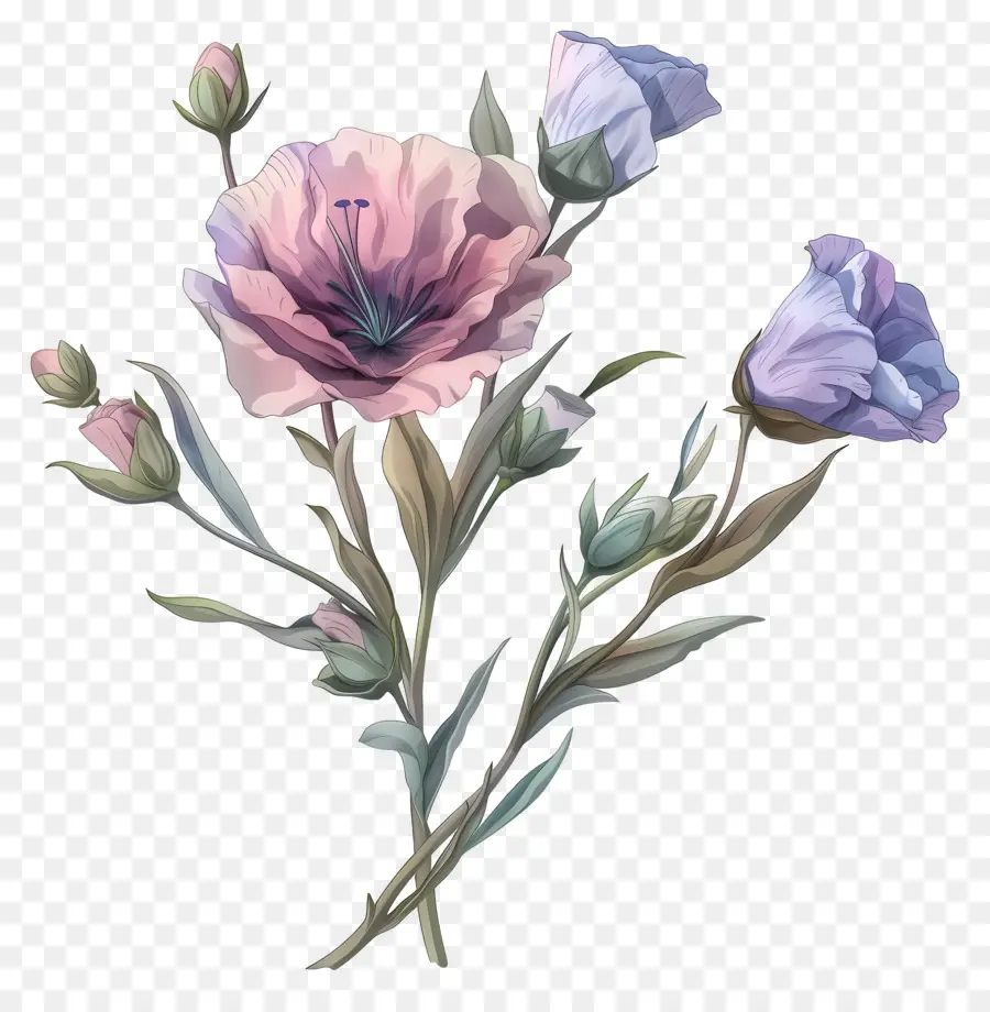 Flores De Eustoma，Flores Moradas PNG