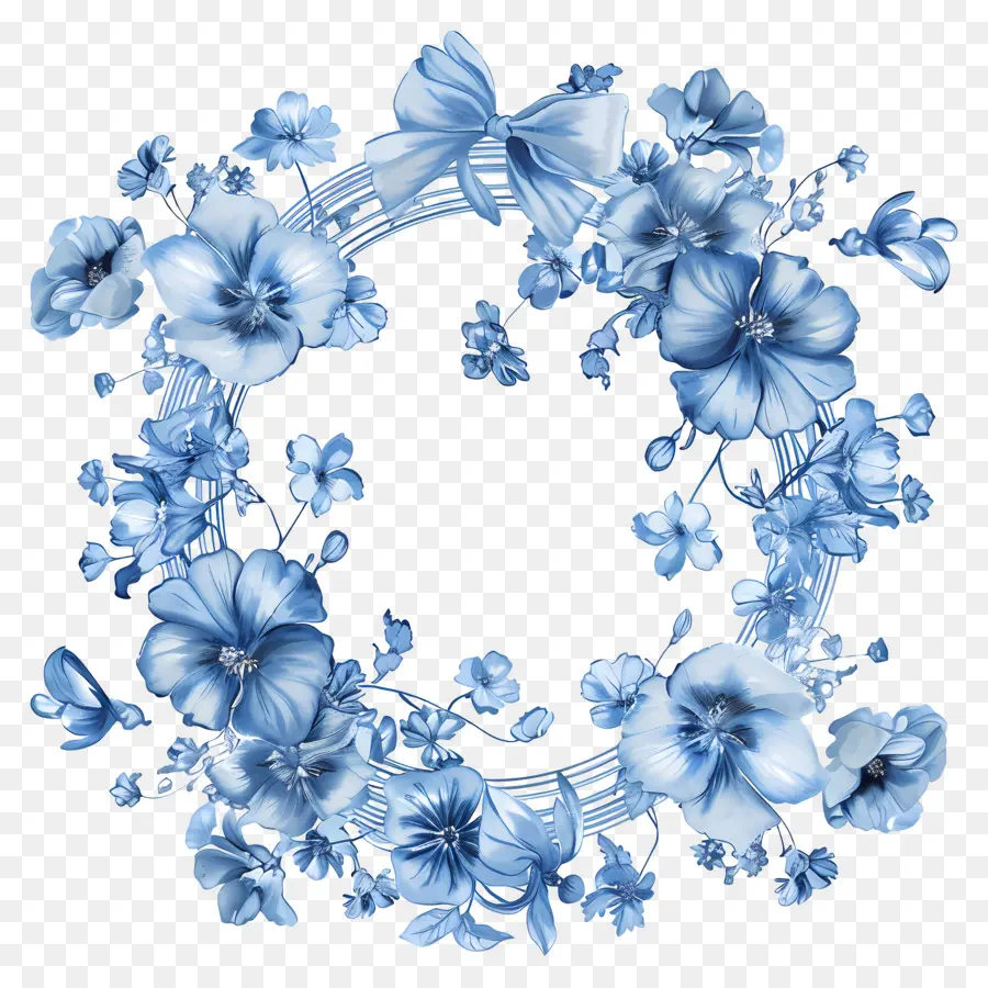 Marco Redondo De Flor Azul，Flores De Color Azul PNG