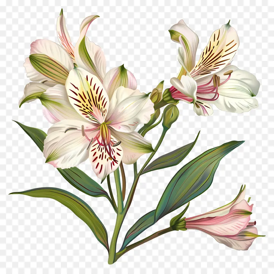 Flor De Alstroemeria，Flores De Trompeta Blanca PNG