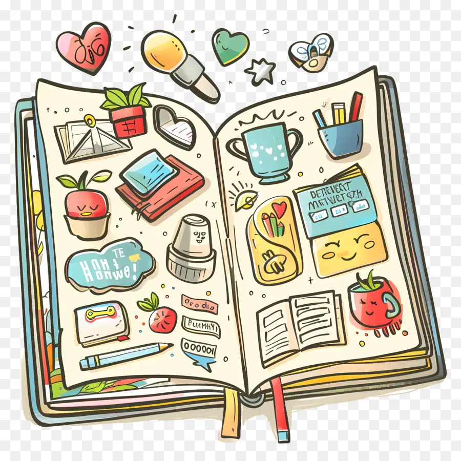 Cuaderno Con Pegatinas，Diario PNG