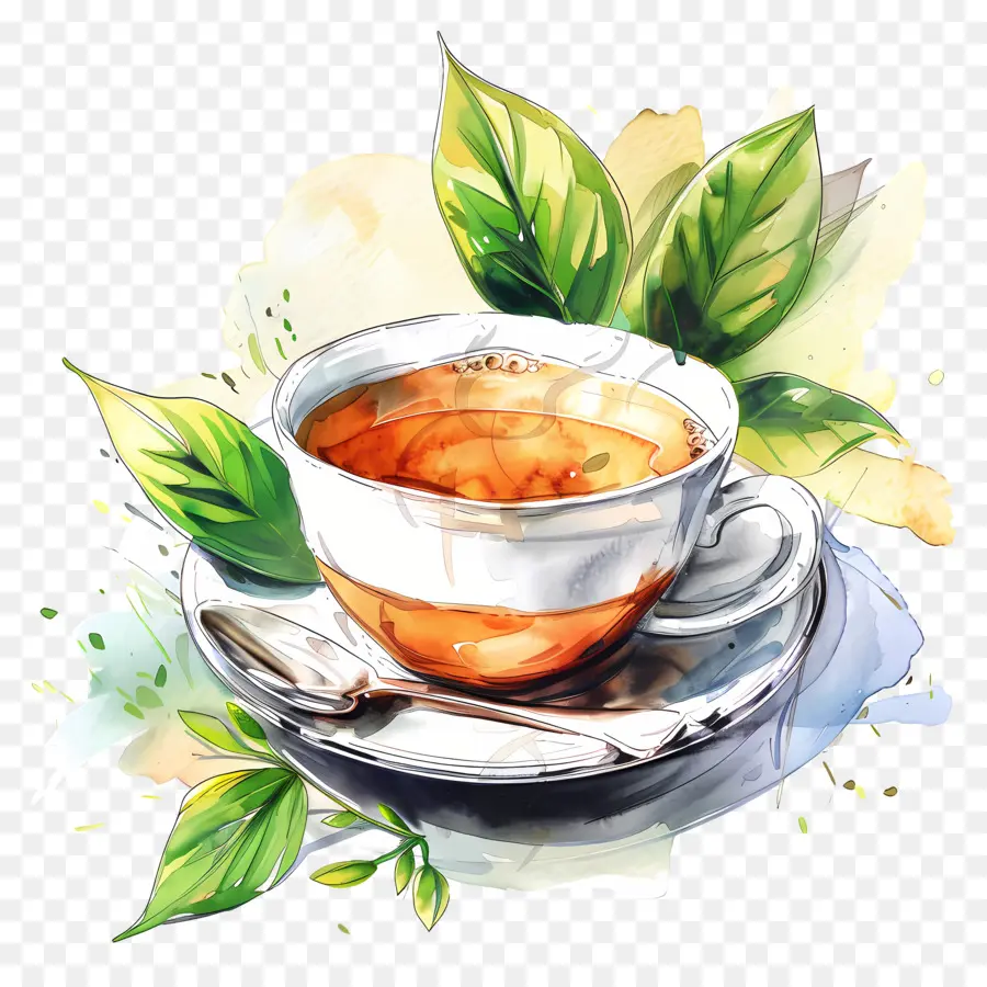 Té，Pintura A La Acuarela PNG