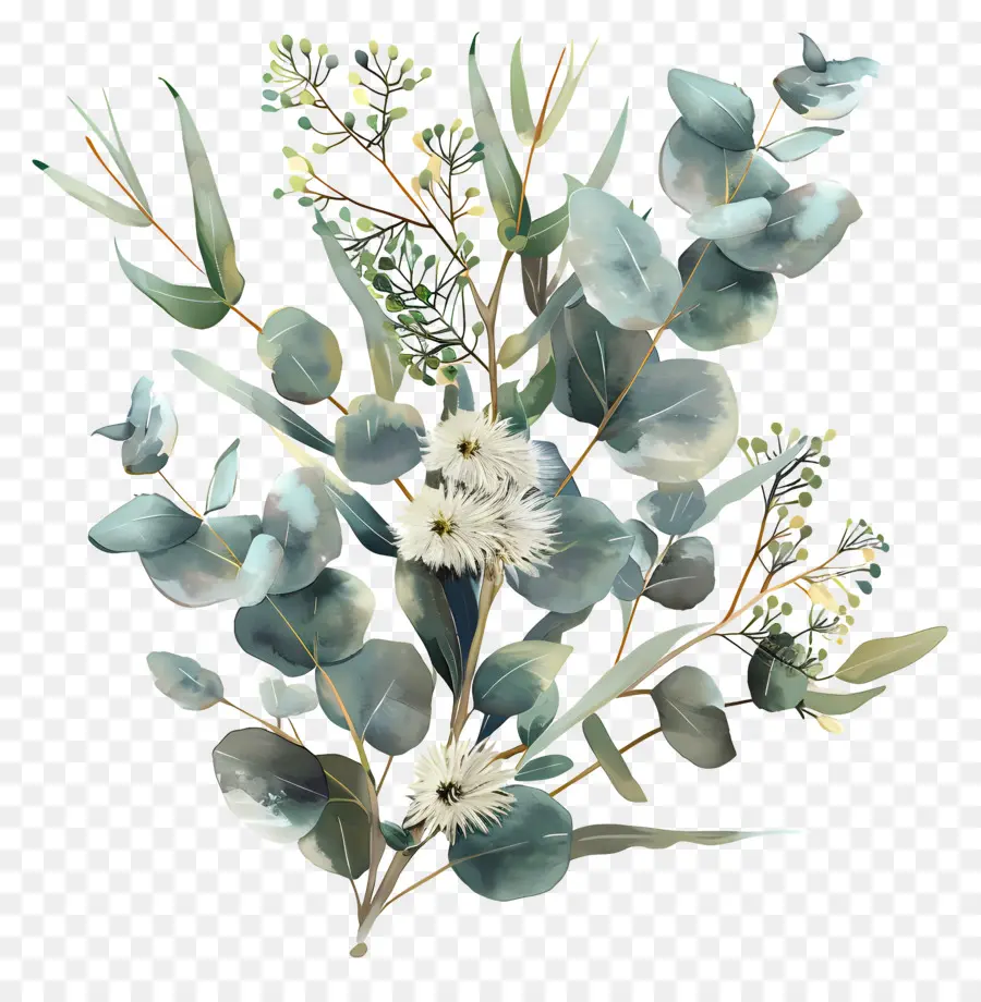 Flor De Eucalipto，Hojas Y Flores De Eucalipto PNG