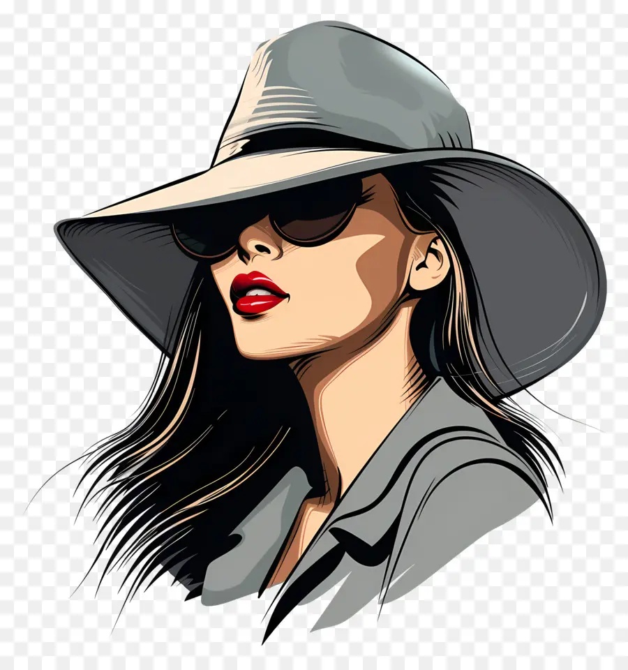 Mujer Con Sombrero，Moda PNG