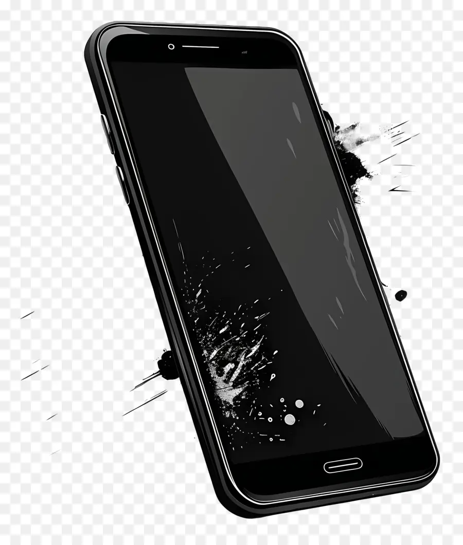 Negro Smartphone，Pantalla Rota PNG