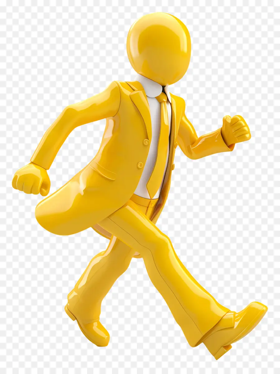 Empresario 3d Corriendo，Figura Amarilla PNG