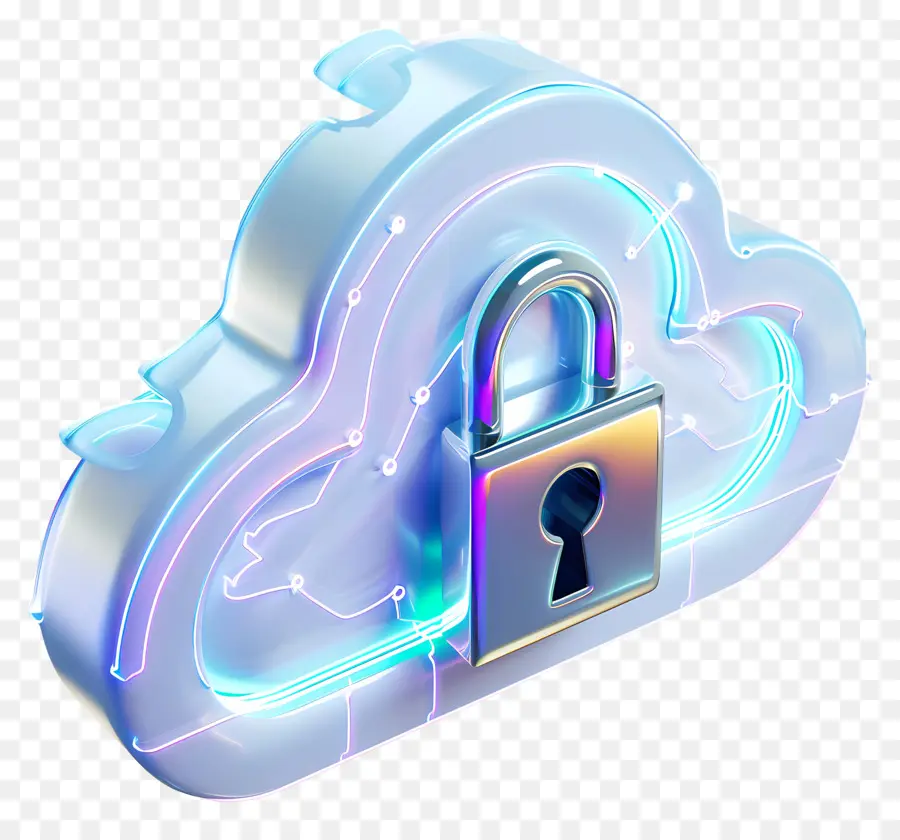 Nube Segura 3d，Seguridad En La Nube PNG