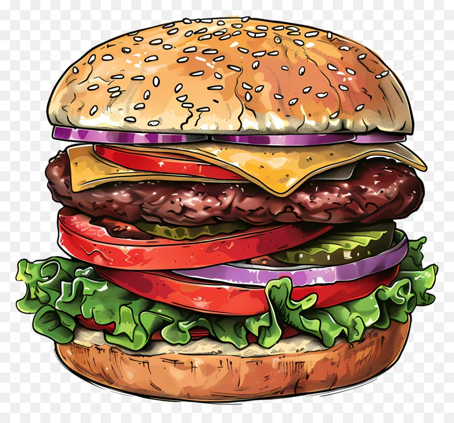 Big Burger，Hamburguesa Con Queso PNG