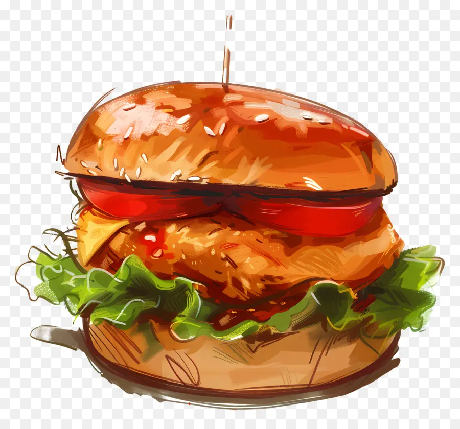 Hamburguesa De Pollo，Hamburguesa PNG