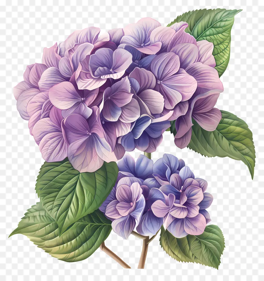 Púrpura Hortensia，Pintura De Flores En Maceta PNG