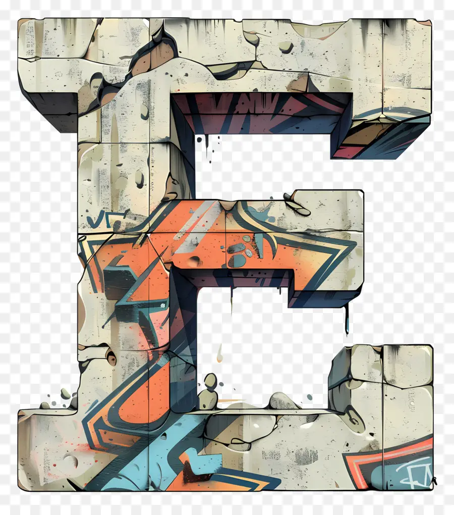 Letra E，Graffiti PNG