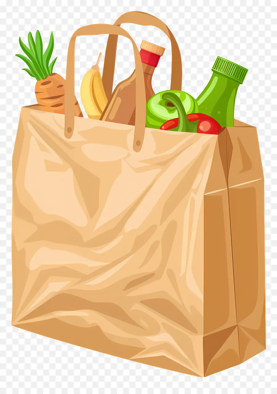 Las Compras De Comestibles，Bolsa De Papel PNG