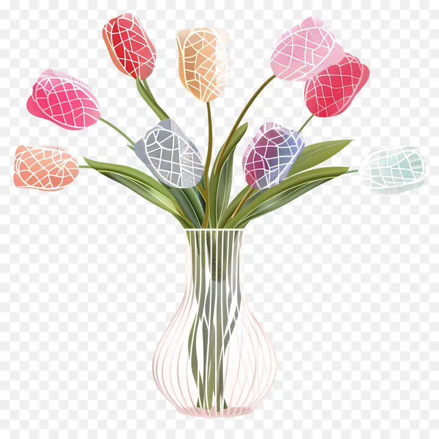 Florero Con Tulipanes，Los Tulipanes PNG