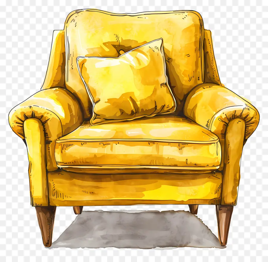 Sillón Amarillo，Muebles PNG