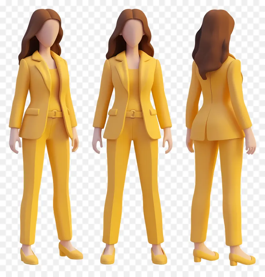 Traje De Mujer，Mujer En Traje Amarillo PNG