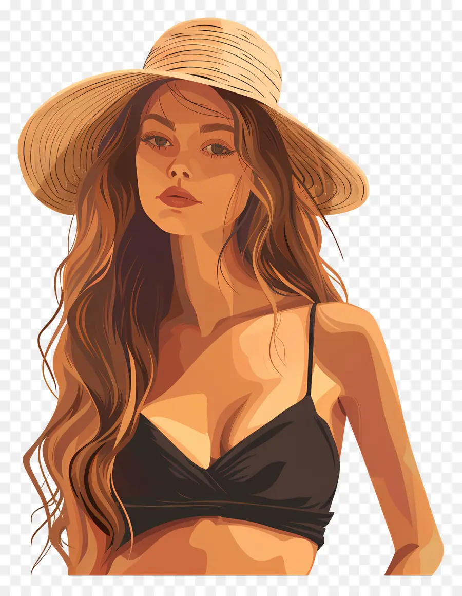 Mujer De Verano，Mujer Con Sombrero PNG