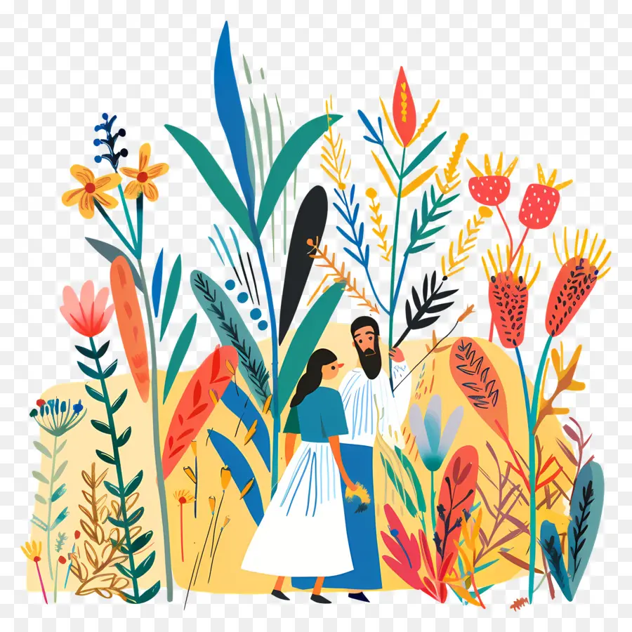 Shavuot，Pareja En El Jardín PNG