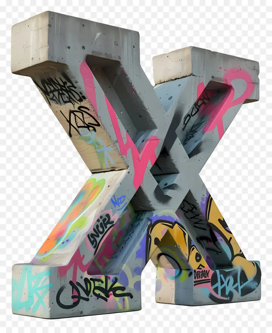 Letra X，Graffiti PNG