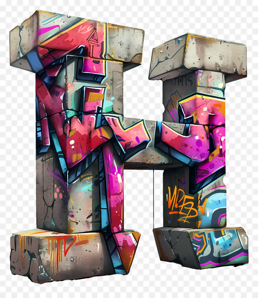 Letra H，Graffiti PNG