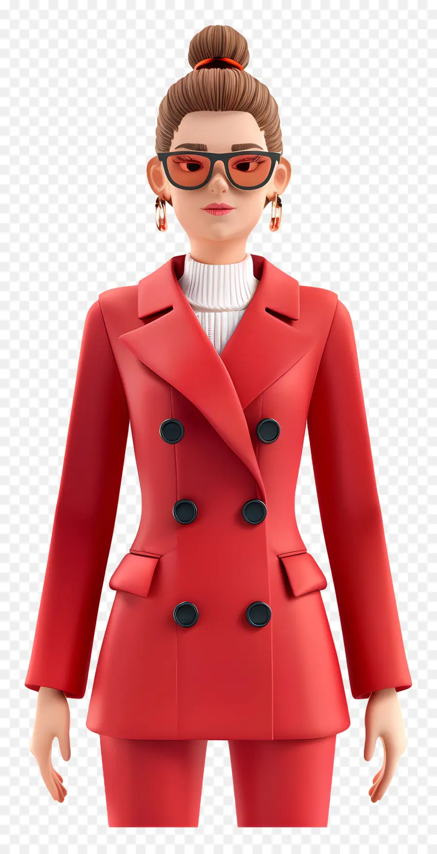 Traje De Mujer，Mujer En Abrigo Rojo PNG