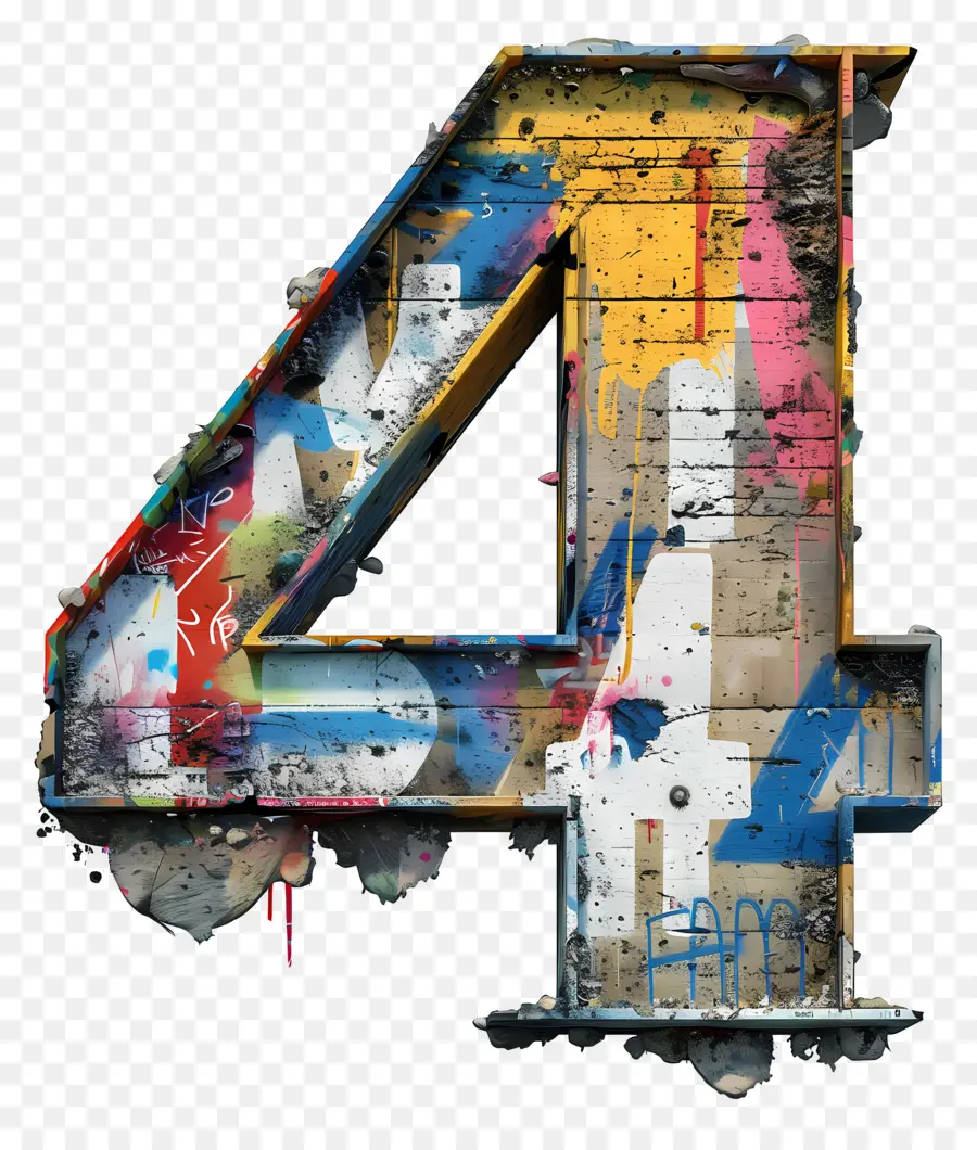 Número 4，Graffiti PNG