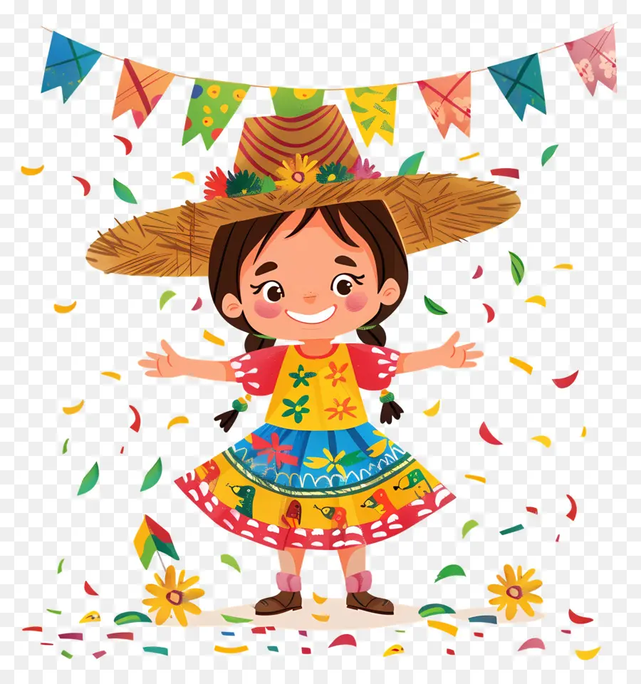 Fiesta Junina，Chica En Traje Tradicional PNG