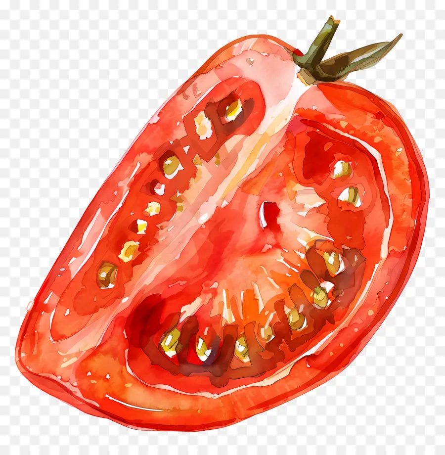 Rodaja De Tomate，Pintura A La Acuarela PNG