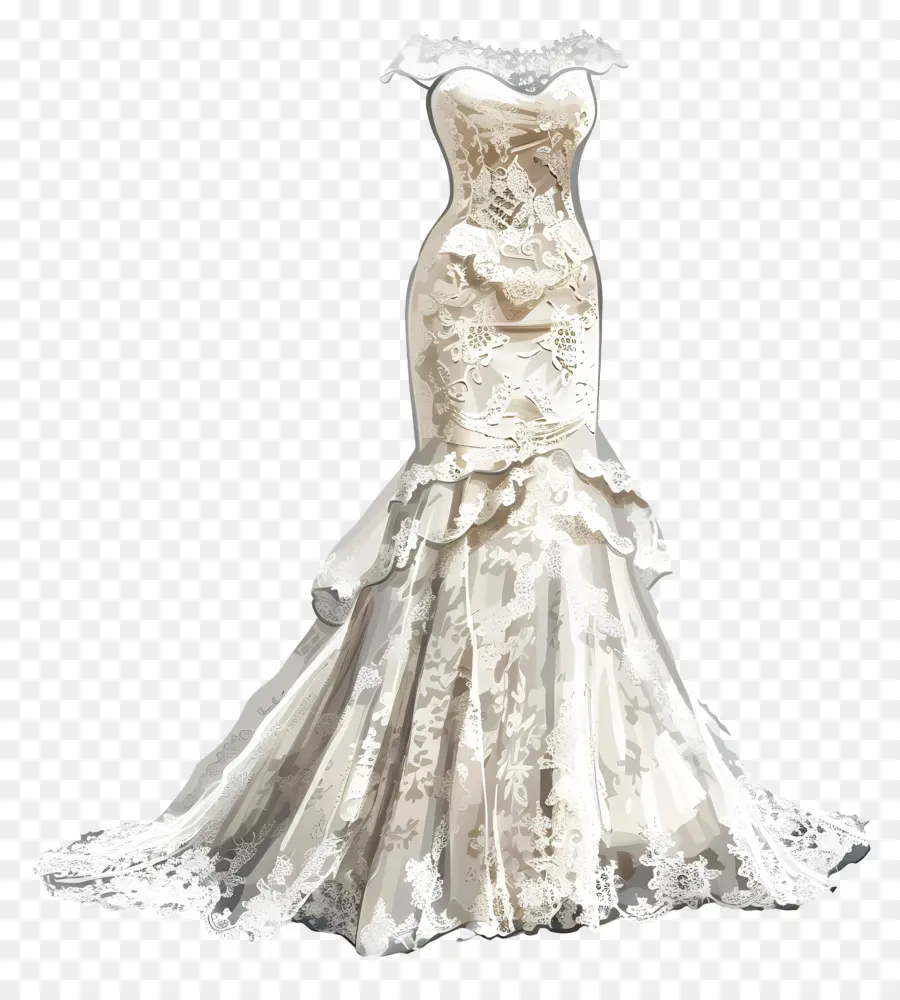 Vestido De Novia De Encaje，Vestido De Novia PNG