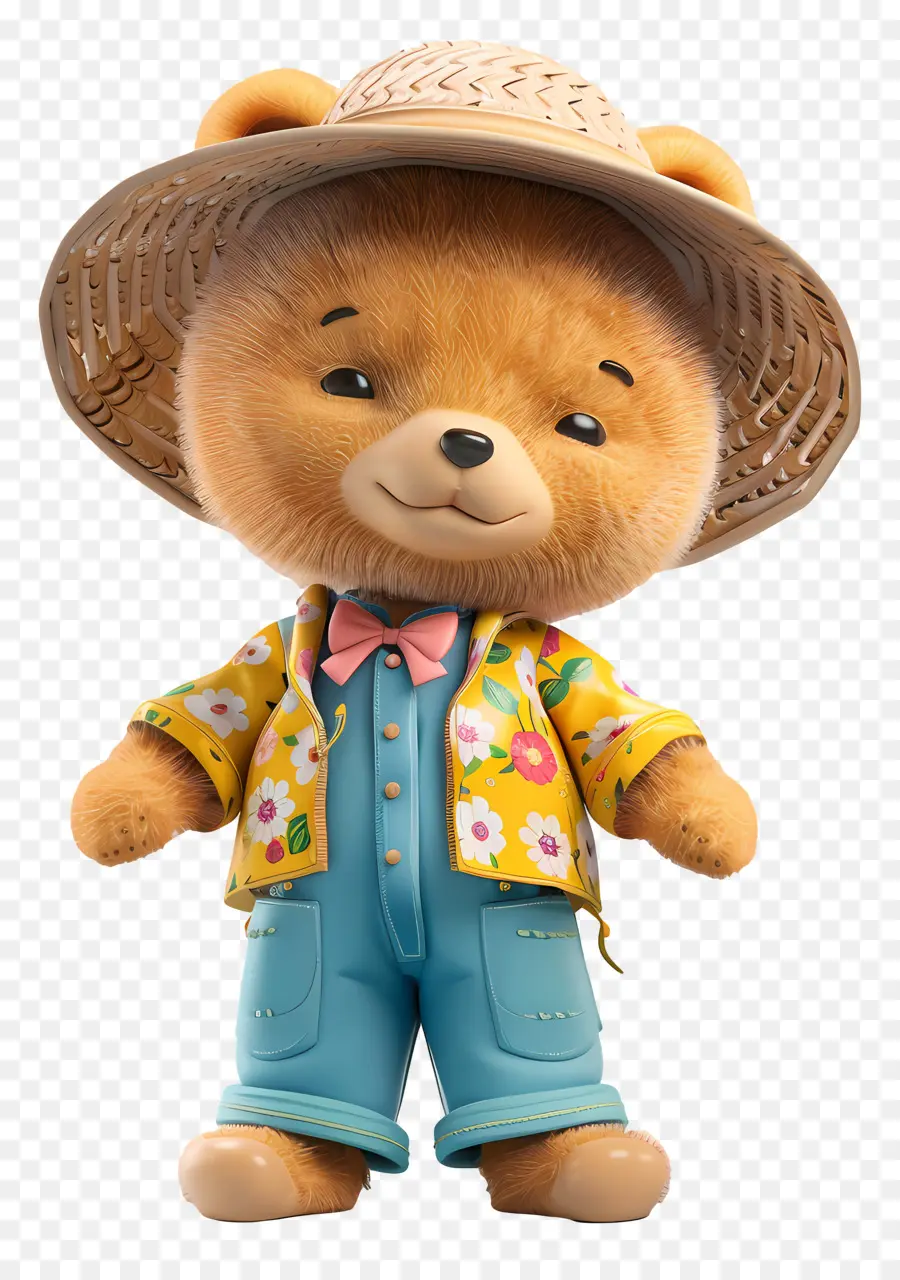 Verano，Lindo Oso Con Sombrero De Paja PNG