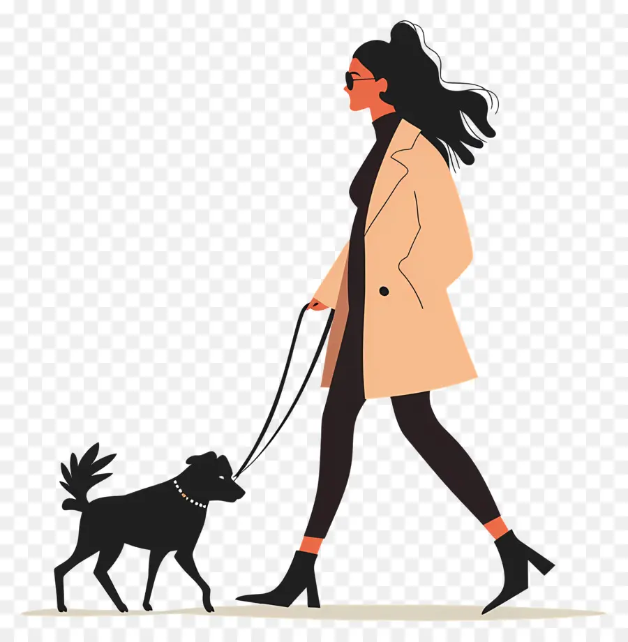 Mujer Perro Paseando，Perro Con Correa PNG