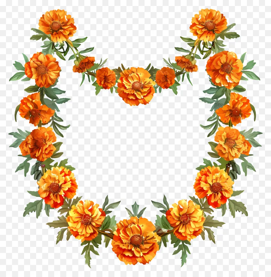 Marigold Flower Toran，Pintura A La Acuarela PNG