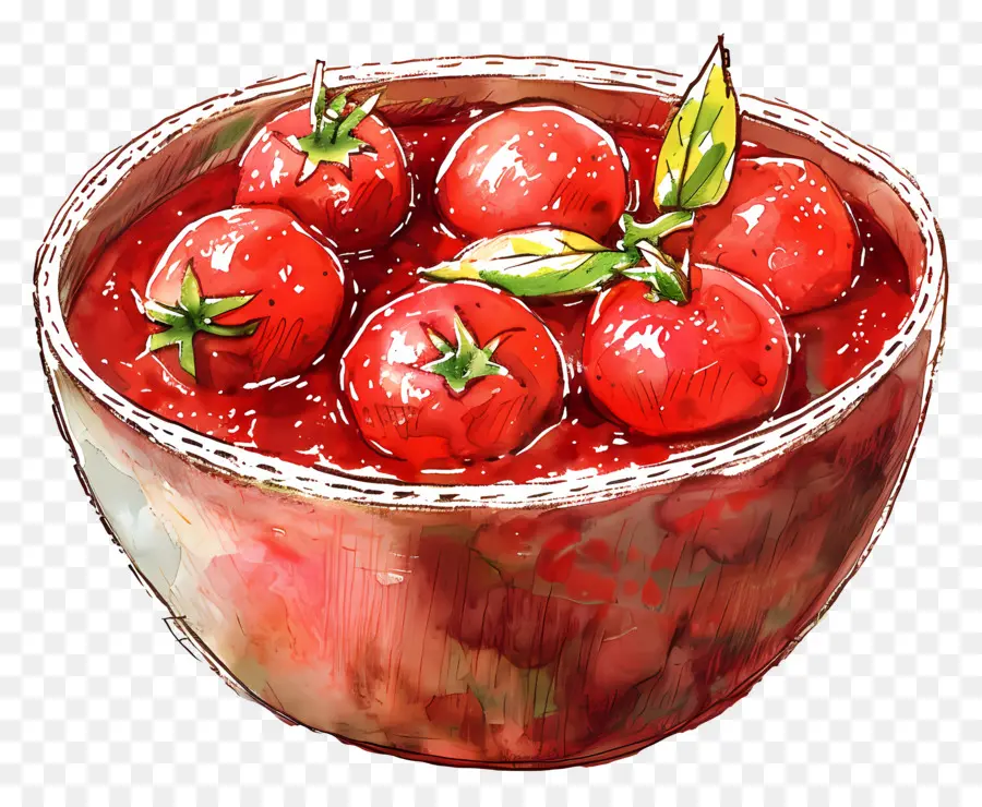 Salsa De Tomate，Ilustración Acuarela PNG