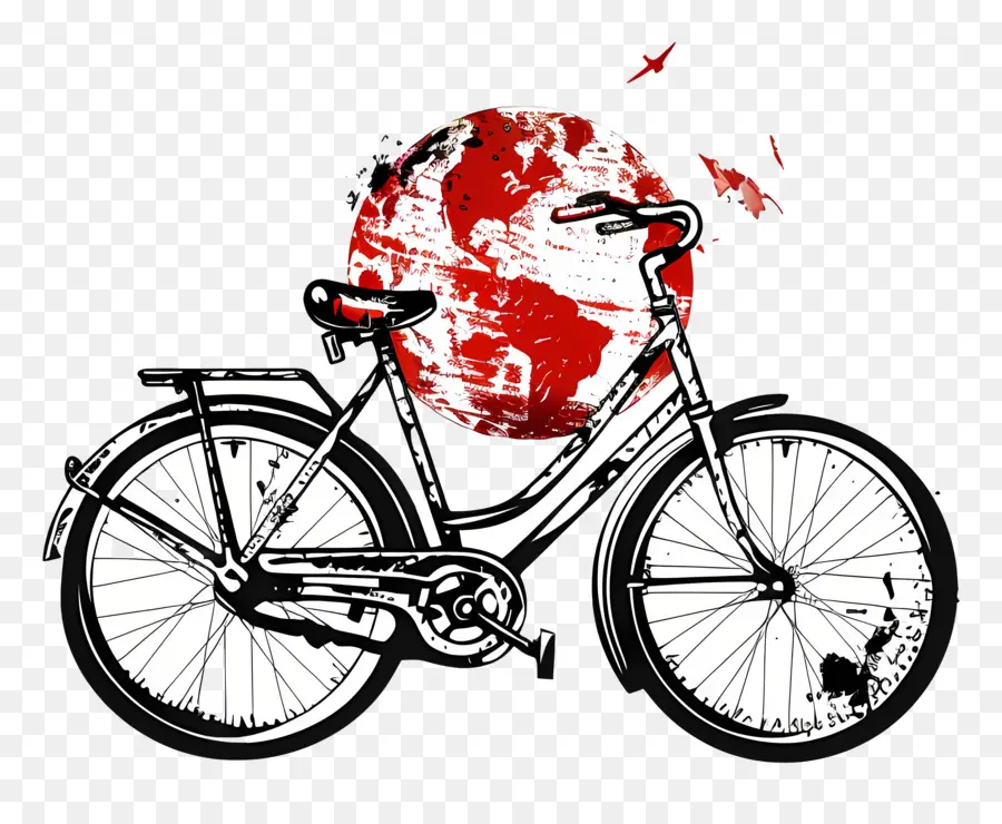 Día Mundial De La Bicicleta，Bicicleta Con Globo PNG